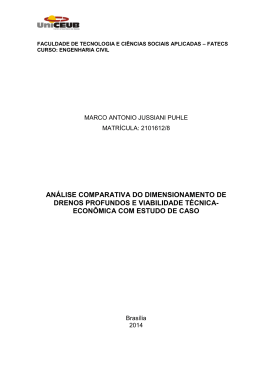 an&aacute;lise comparativa do dimensionamento de drenos