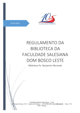 Regulamento da Biblioteca - Faculdade Salesiana Dom Bosco