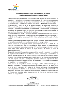 1 Regulamento Municipal sobre Apascentamento de Animais e sua