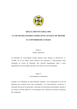 Regulamento Geral dos 2ºs Ciclos de Estudos Conducente ao Grau