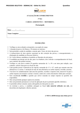 Prova Assistente T&eacute;c. I Motorista &ndash; FNS 06.04.2015