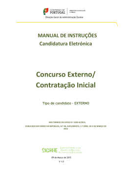 Manual de Instru&ccedil;&otilde;es &ndash; Candidatura Eletr&oacute;nica Concurso Externo