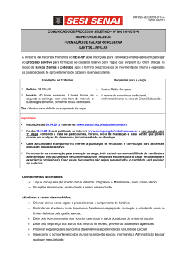 1 COMUNICADO DE PROCESSO SELETIVO – Nº 000198-2013