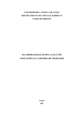da criminaliza&ccedil;&atilde;o pela falta de anota&ccedil;&otilde;es na carteira de trabalho