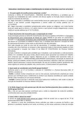 PERGUNTAS E RESPOSTAS SOBRE A COMPROVAÇÃO