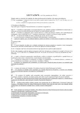 Lei n.6354-76 - Atleta profissional Futebol