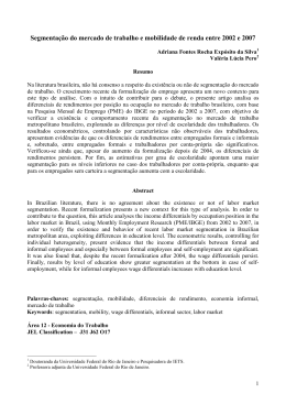 Segmenta&ccedil;&atilde;o do mercado de trabalho e mobilidade de renda entre
