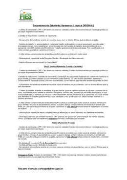 Documentos do Estudante (Apresentar 1 cópia e ORIGINAL) - Uni-BH
