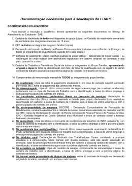 Documenta&ccedil;&atilde;o necess&aacute;ria para a solicita&ccedil;&atilde;o do FUAPE