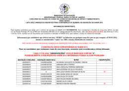 Informamos que candidatos que obtiveram nota “ZERO” ou faltaram