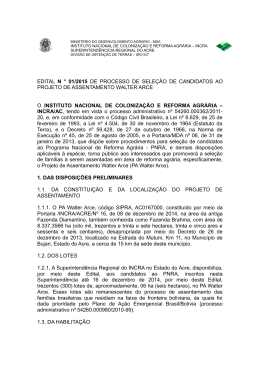 Edital de Sele&ccedil;&atilde;o de candidatos