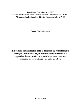 Indica&ccedil;&otilde;es de candidatos para o processo de recrutamento e sele&ccedil;&atilde;o