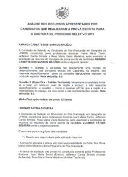 an&aacute;lise dos recursos apresentados por candidatos que