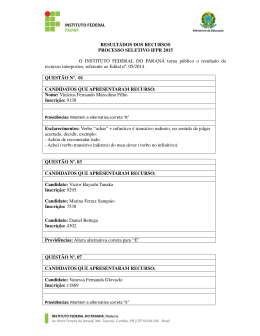 RESULTADOS DOS RECURSOS PROCESSO SELETIVO