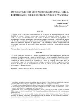FUS&Otilde;ES E AQUISI&Ccedil;&Otilde;ES COMO MEIO DE RECUPERA&Ccedil;&Atilde;O