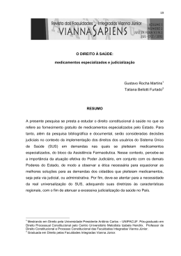 2 DIREITO À SAÚDE: medicamentos especializados e judicialização.