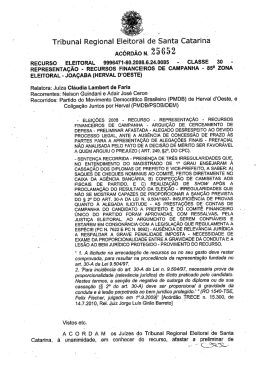 Ac&oacute;rd&atilde;o n&ordm; 25.652 - Tribunal Regional Eleitoral de Santa Catarina