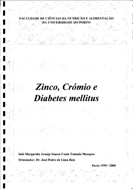 Zinco, Cr&oacute;mio e Diabetes mellitus