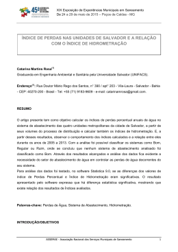 &iacute;ndice de perdas nas unidades de salvador e a rela&ccedil;&atilde;o com o &iacute;ndice