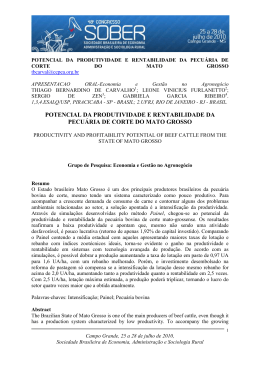 POTENCIAL DA PRODUTIVIDADE E RENTABILIDADE