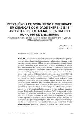 prevalência de sobrepeso e obesidade em crianças com