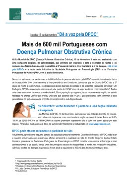 Mais de 600 mil Portugueses com Doença Pulmonar Obstrutiva