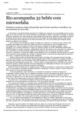 Rio acompanha 32 beb&ecirc;s com microcefalia