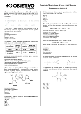 Trabalho de RB de Química – 2ª série – E.M 2º Bimestre Data de
