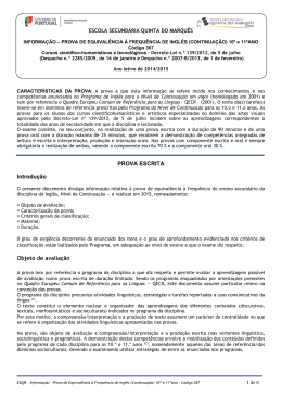 Ingl&ecirc;s - c&oacute;d.367 - Escola Secund&aacute;ria Quinta do Marqu&ecirc;s