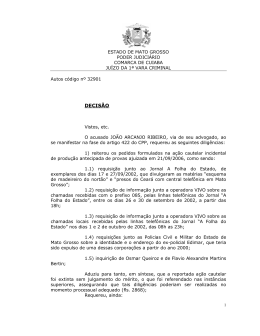 DECISÃO - Tribunal de Justiça do Estado de Mato Grosso