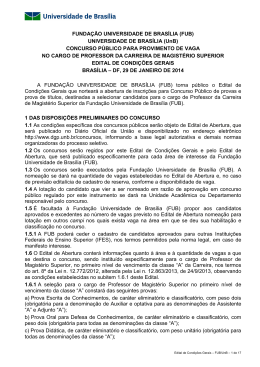 EDITAL CONDI&Ccedil;&Otilde;ES GERAIS CONCURSO DOCENTE