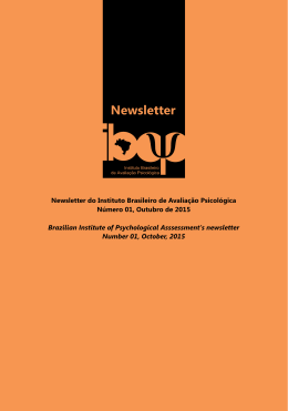Newsletter Número 1 - Outubro de 2015