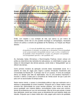 Ensaio sobre as a&ccedil;&otilde;es afirmativas e discrimina&ccedil;&otilde;es