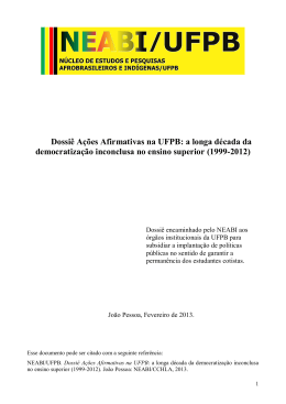 Dossiê Ações Afirmativas - CCHLA - Universidade Federal da Paraíba