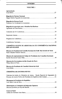 Anais da XX Confer&ecirc;ncia Nacional dos Advogados