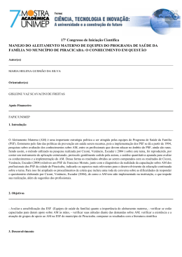 17&ordm; Congresso de Inicia&ccedil;&atilde;o Cient&iacute;fica MANEJO DO