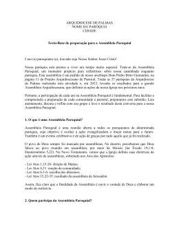 ARQUIDIOCESE DE PALMAS NOME DA PAR&Oacute;QUIA CIDADE Texto