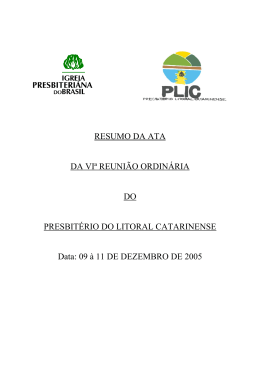 2005 - Informativo VI RO PLIC - Presbit&eacute;rio do Litoral Catarinense
