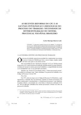 AS RECENTES REFORMAS DO CPC E AS LACUNAS