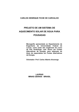 PROJETO DE UM SISTEMA DE AQUECIMENTO SOLAR