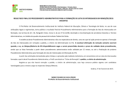 RESULTADO FINAL DO PROCEDIMENTO ADMINISTRATIVO