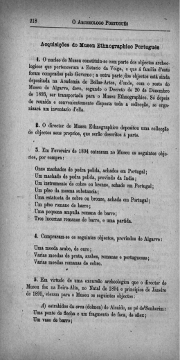 Acquisi&ccedil;&otilde;es do Museu Ethnographico Portugu&ecirc;s