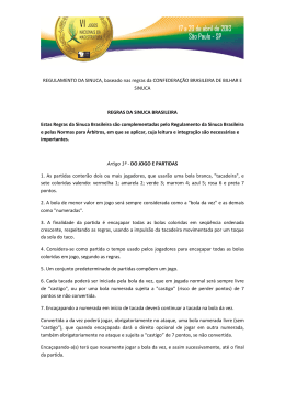REGULAMENTO DA SINUCA, baseado nas regras da