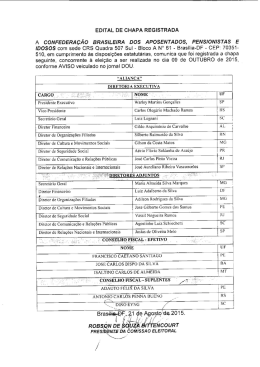 EDITAL DE CHAPA REGISTRADA A CONFEDERAÇÃO