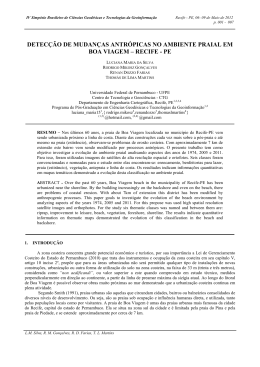 detec&ccedil;&atilde;o de mudan&ccedil;as antr&oacute;picas no ambiente praial em boa viagem