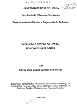 EVOLU&Ccedil;&Atilde;O E GEST&Atilde;O DO LITORAL DO cONcELHO DE sINTRA