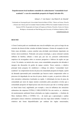 empoderamento local mediante comunh&atilde;o de conhecimentos