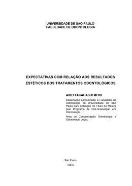 expectativas com rela&ccedil;&atilde;o aos resultados est&eacute;ticos dos tratamentos