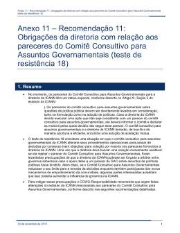 Anexo 11 &ndash; Recomenda&ccedil;&atilde;o 11: Obriga&ccedil;&otilde;es da diretoria com
