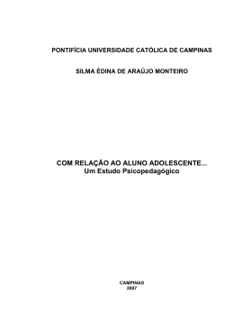 COM RELAÇÃO AO ALUNO ADOLESCENTE... Um Estudo